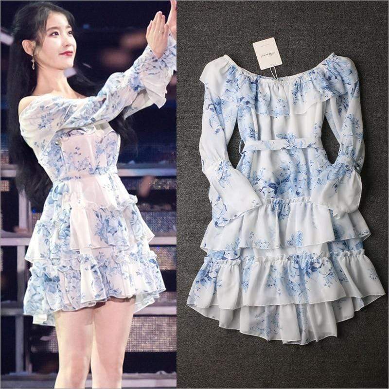 OFFICIAL IU Elegant Chiffon Dress ...